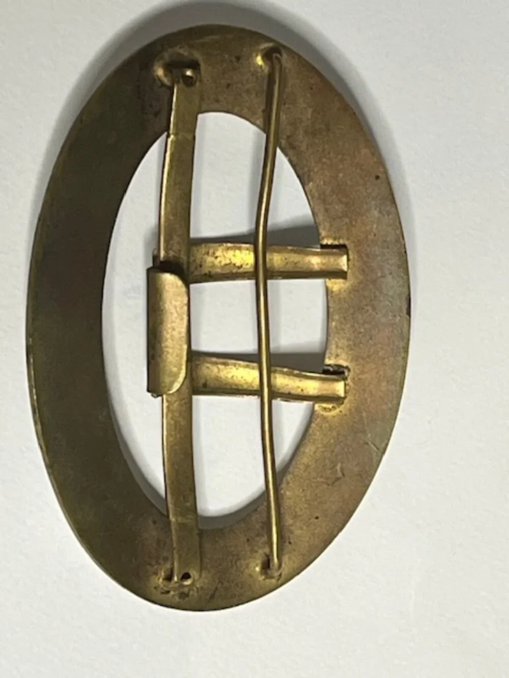 VTG Oval Enamel Floral & Brass Belt Scarf Belt Buckle Hand-Painted 3.5